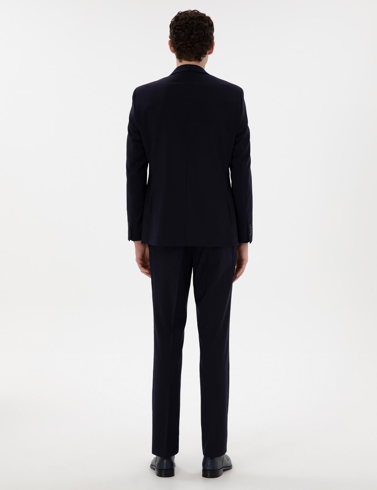 Lacivert Slim Fit Yün Takım Elbise - 50305448056