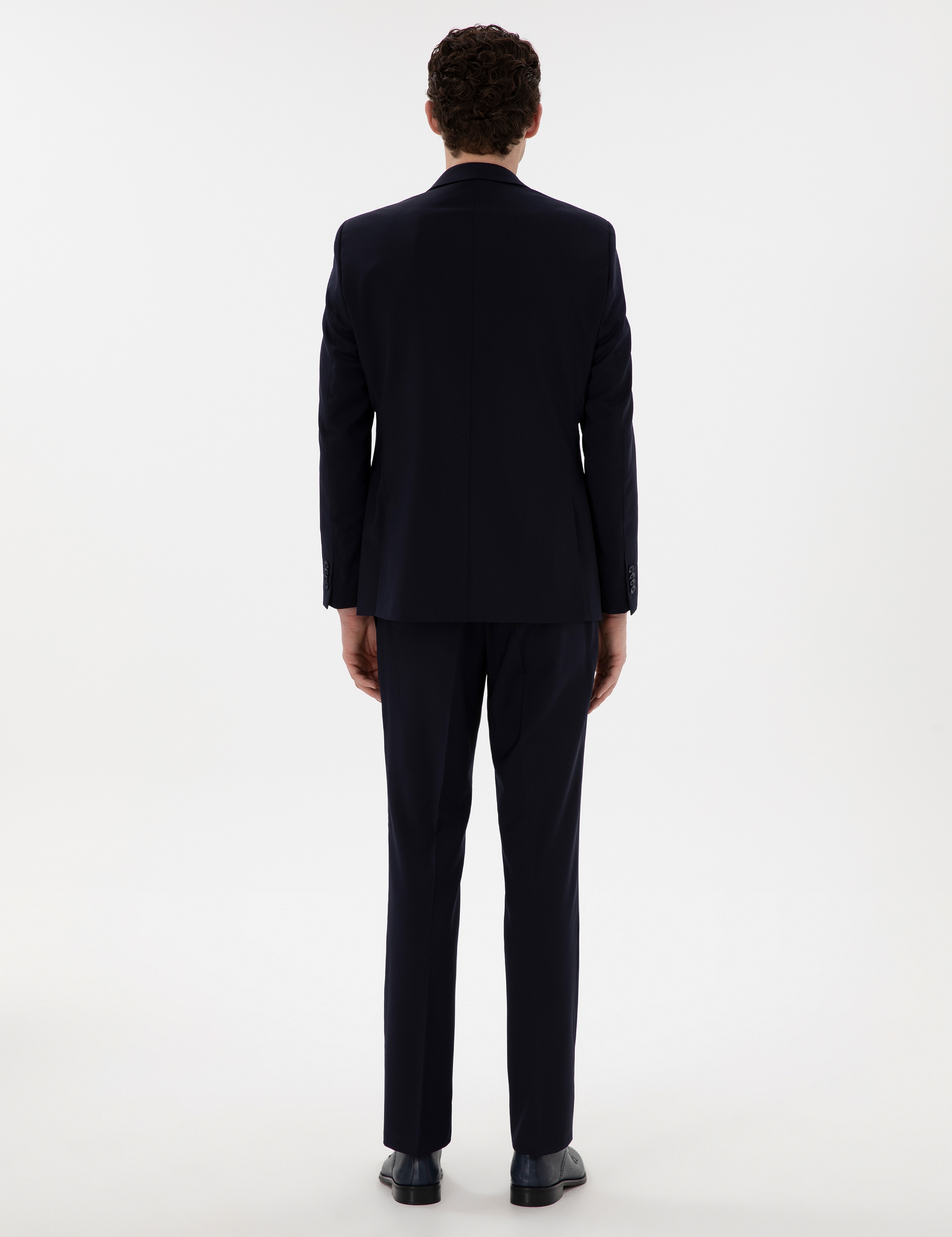 Lacivert Slim Fit Yün Takım Elbise - Image 5