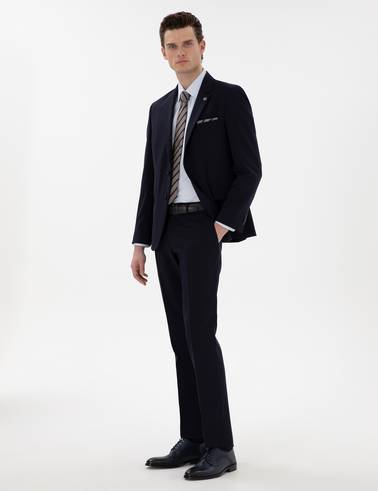 Lacivert Slim Fit Yün Takım Elbise