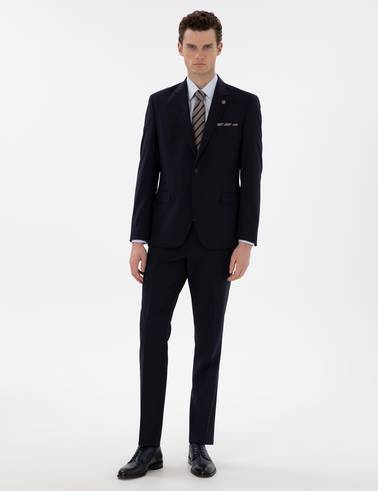 Lacivert Slim Fit Yün Takım Elbise