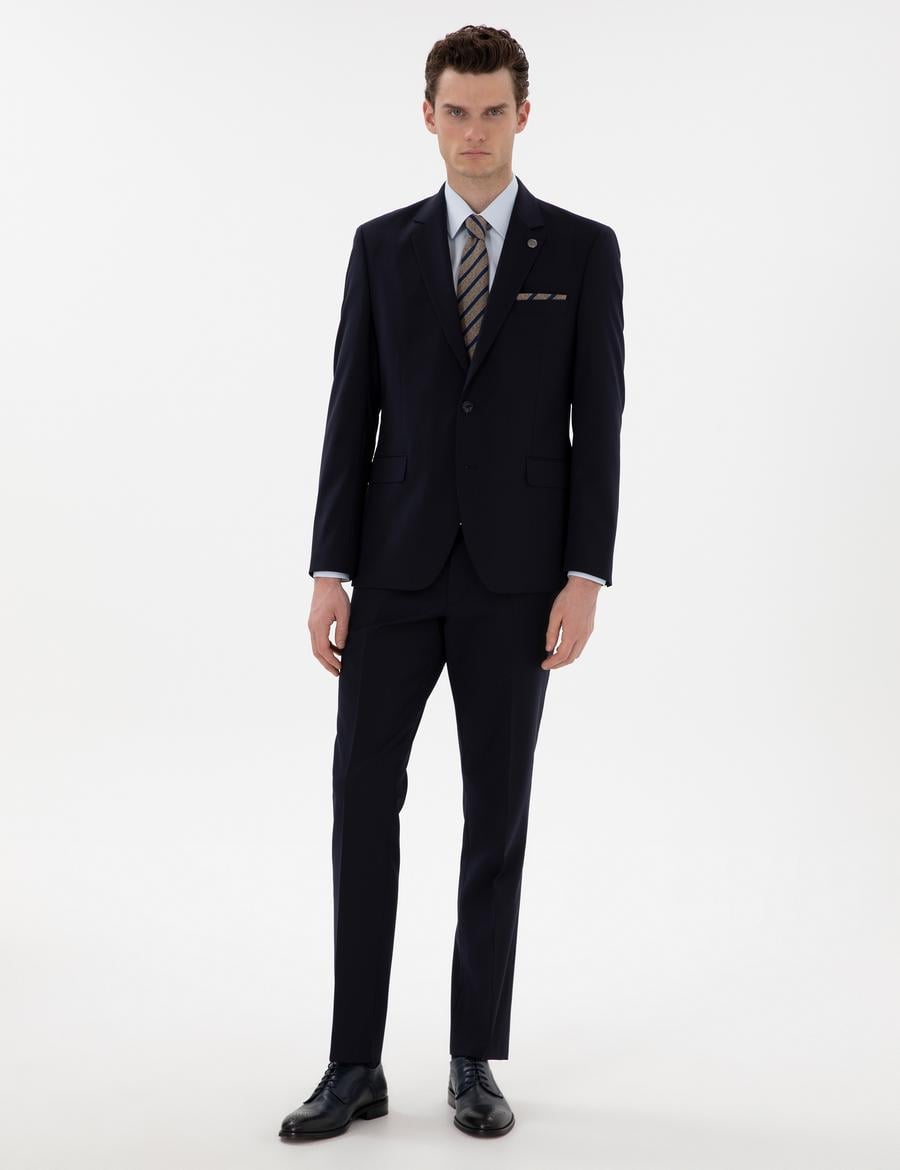 Lacivert Slim Fit Yün Takım Elbise