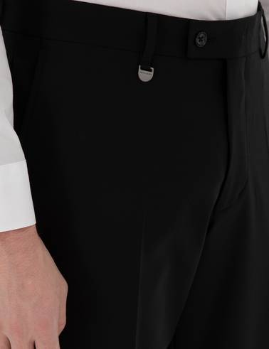 Siyah Slim Fit %100 Yün Kumaş Pantolon