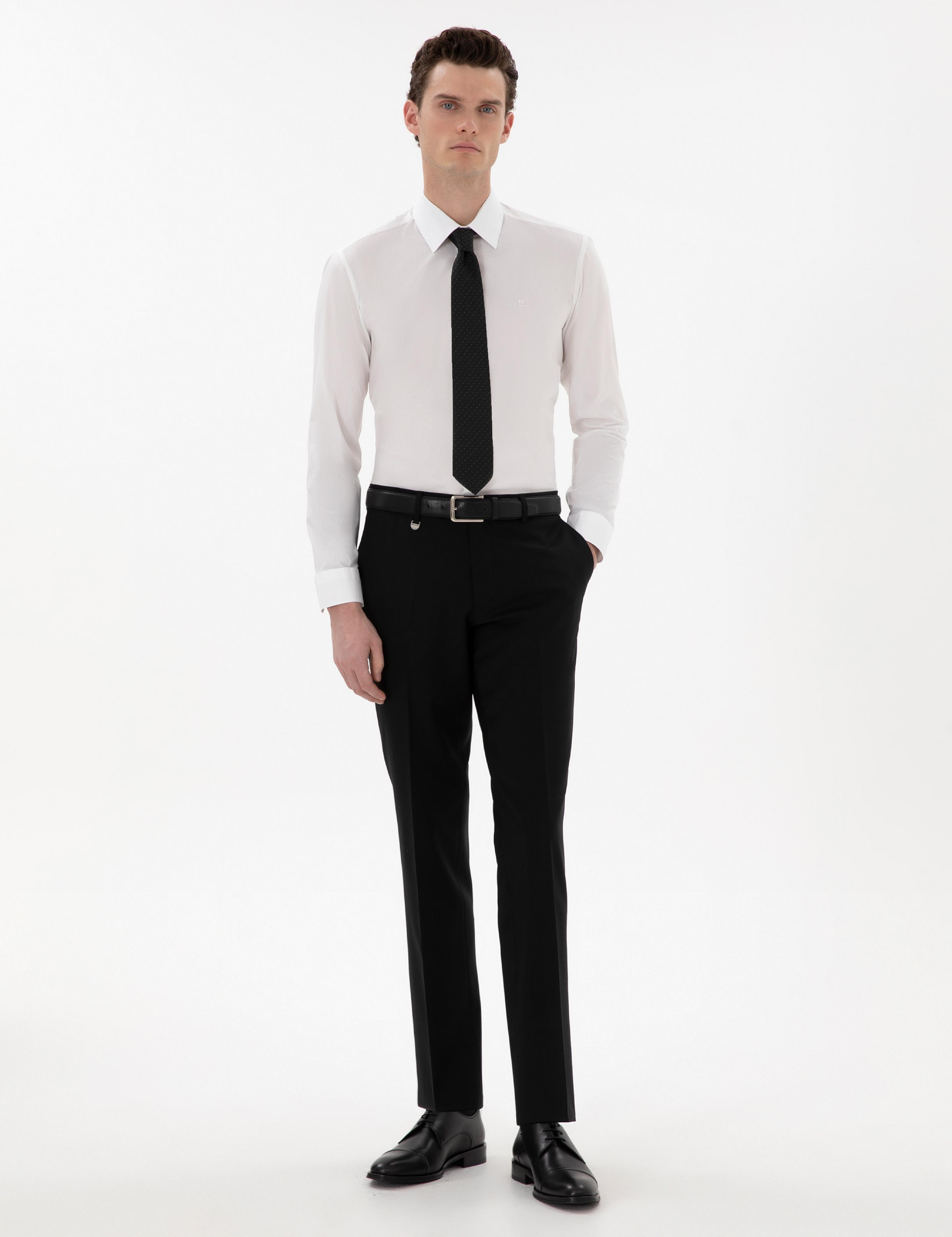 Siyah Slim Fit %100 Yün Kumaş Pantolon