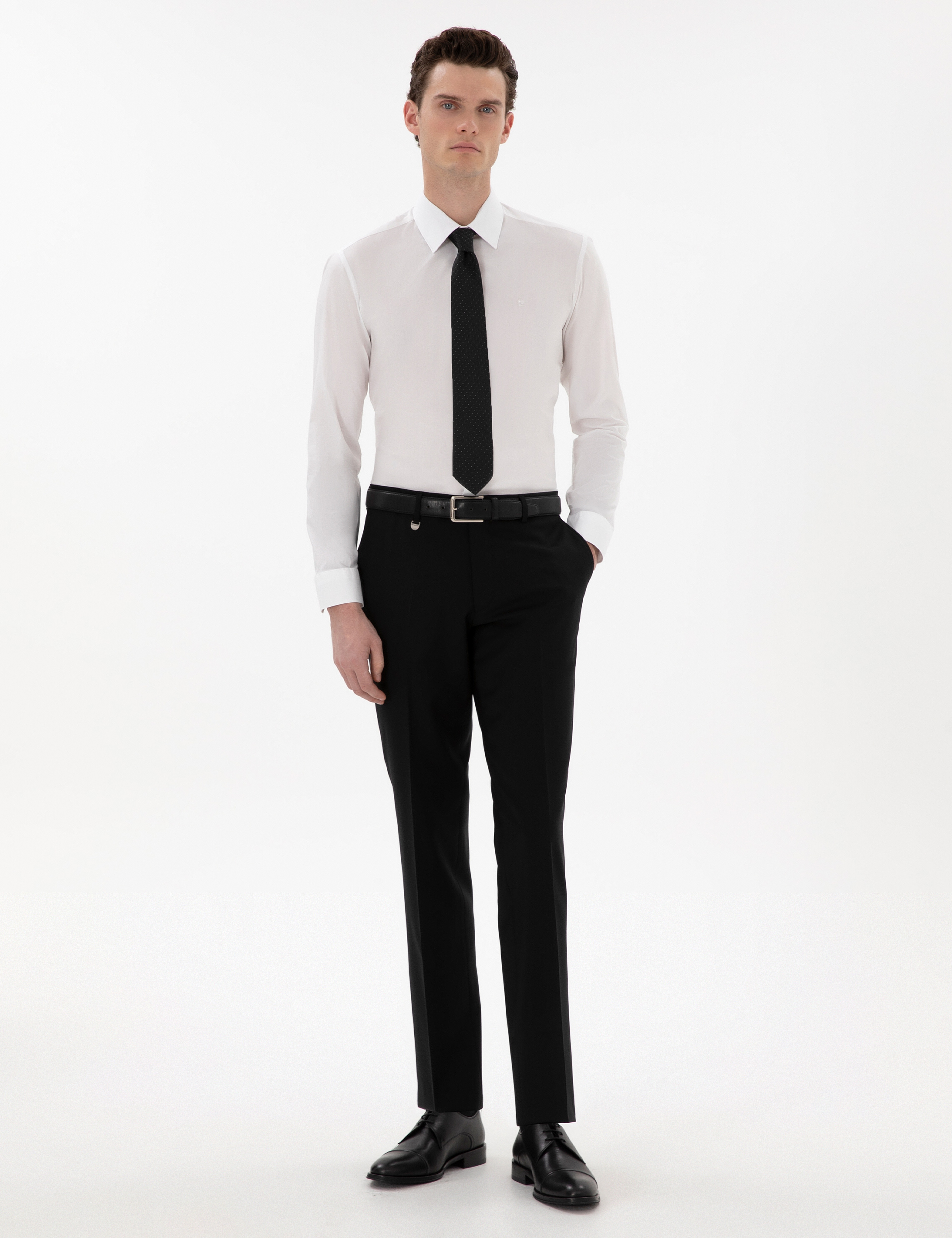 Siyah Slim Fit %100 Yün Kumaş Pantolon - Image 1