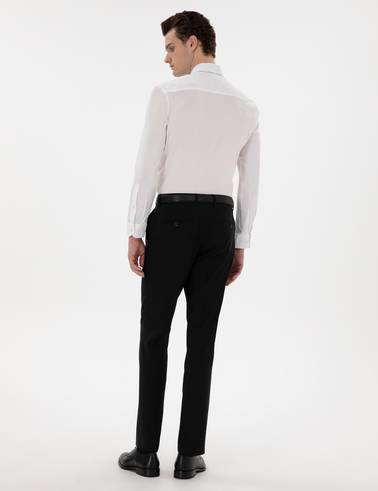 Siyah Slim Fit %100 Yün Kumaş Pantolon