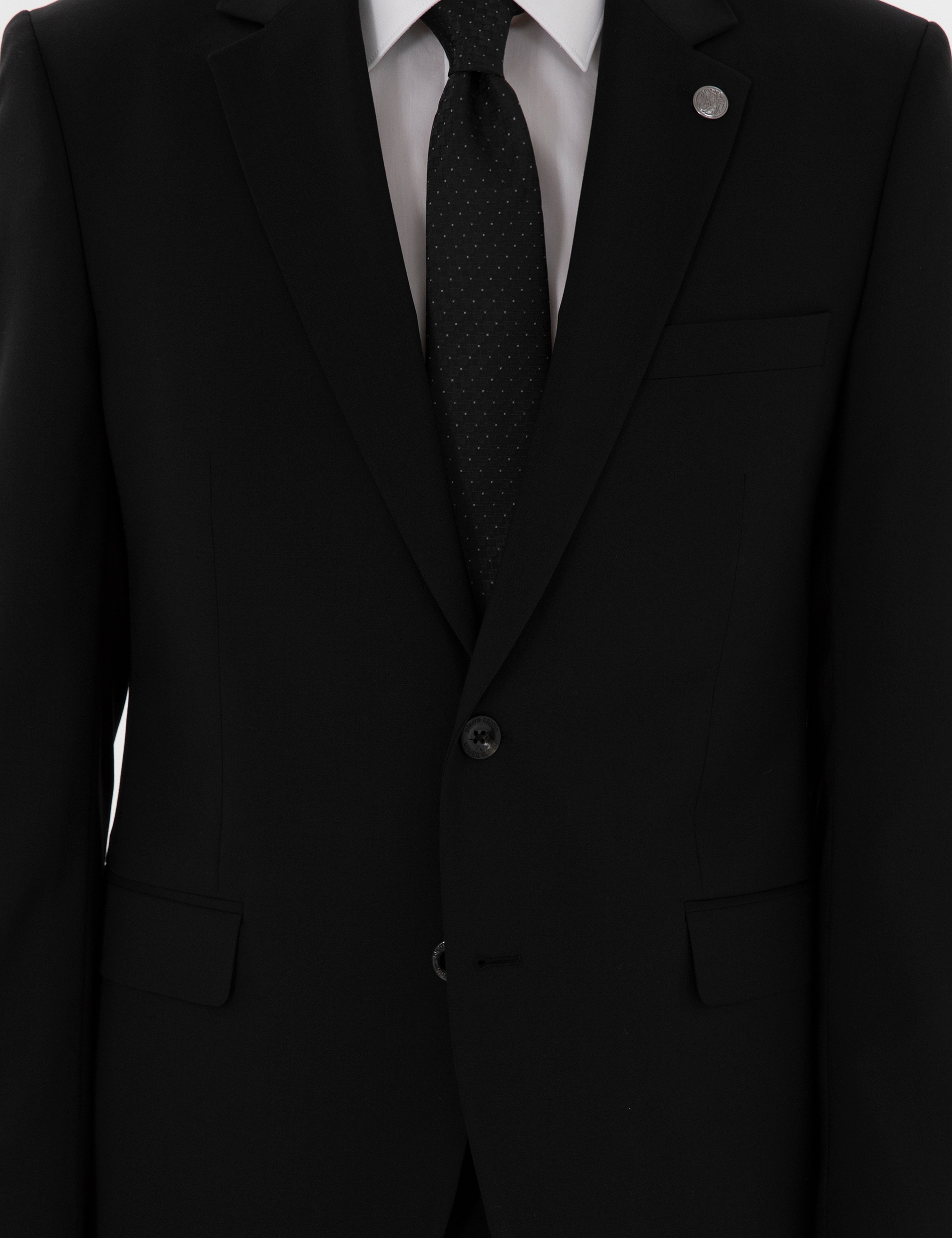 Siyah Slim Fit Yün Takım Elbise - Image 7