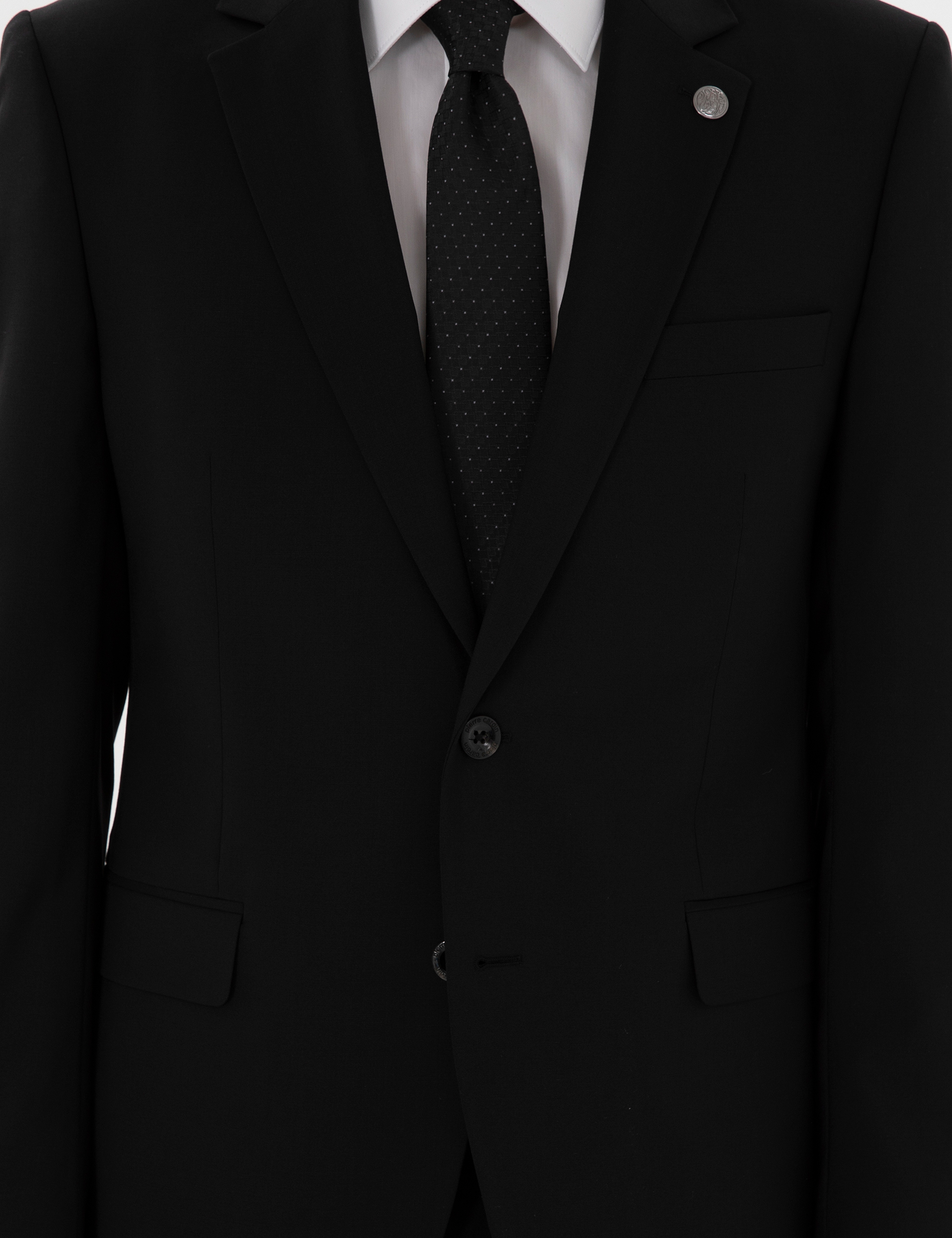 Siyah Slim Fit Yün Takım Elbise