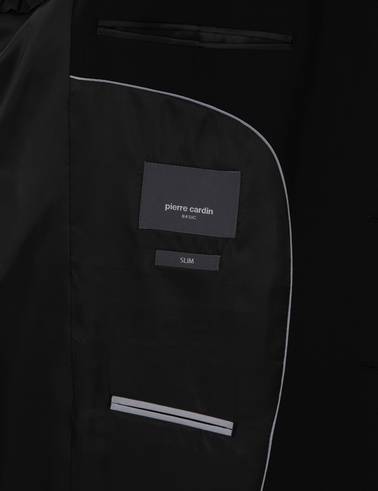 Siyah Slim Fit Yün Takım Elbise