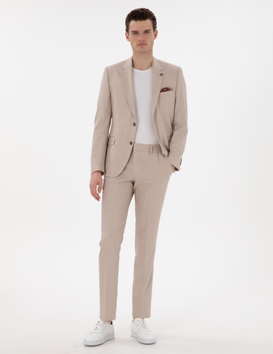 Bej Slim Fit Takım Elbise