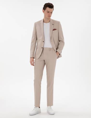 Bej Slim Fit Takım Elbise