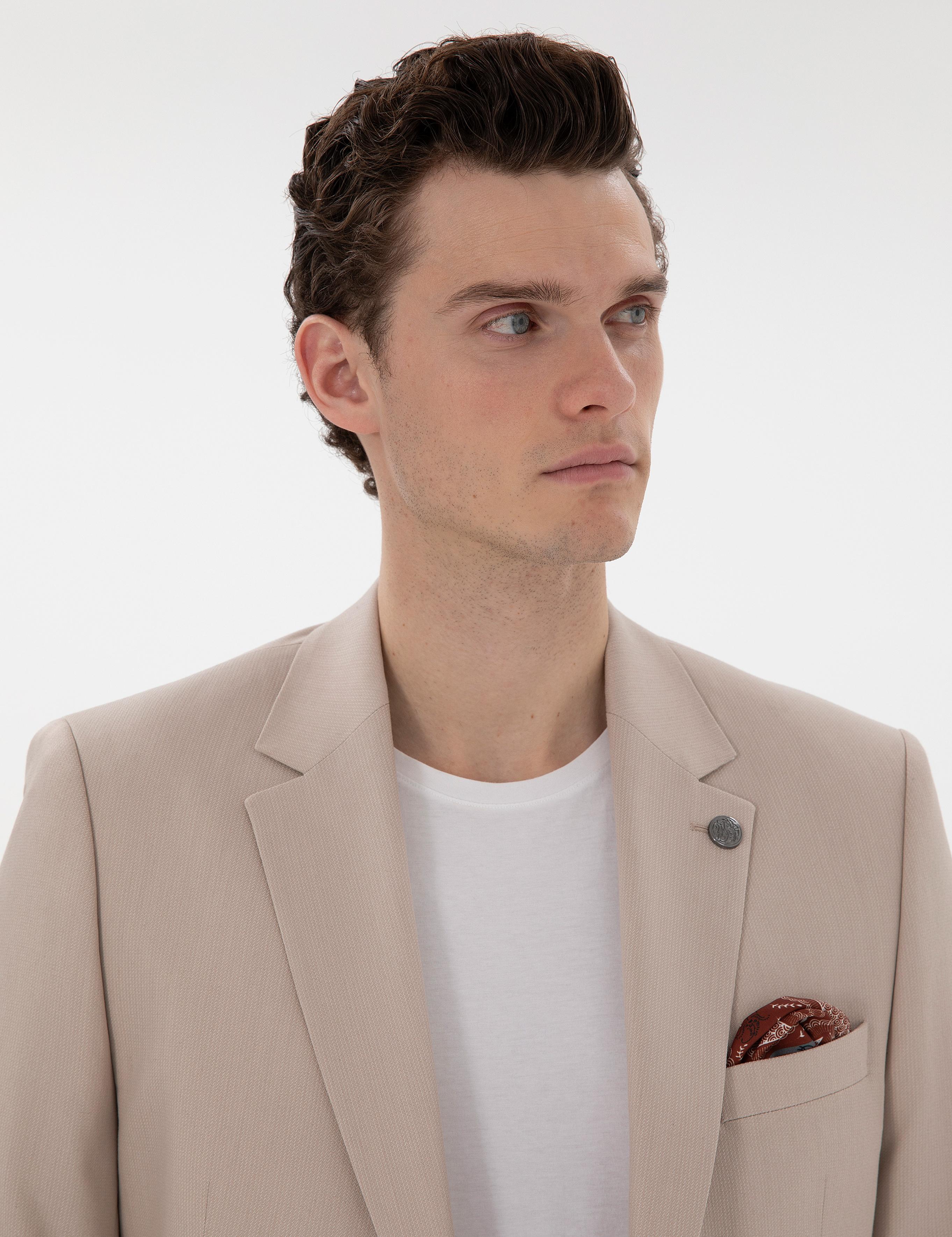 Bej Slim Fit Takım Elbise