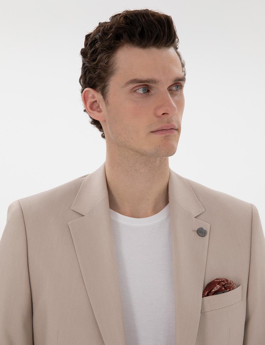 Bej Slim Fit Takım Elbise