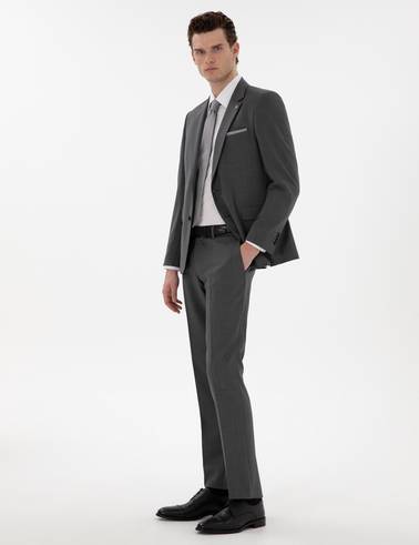 Füme Slim Fit Yün Takım Elbise