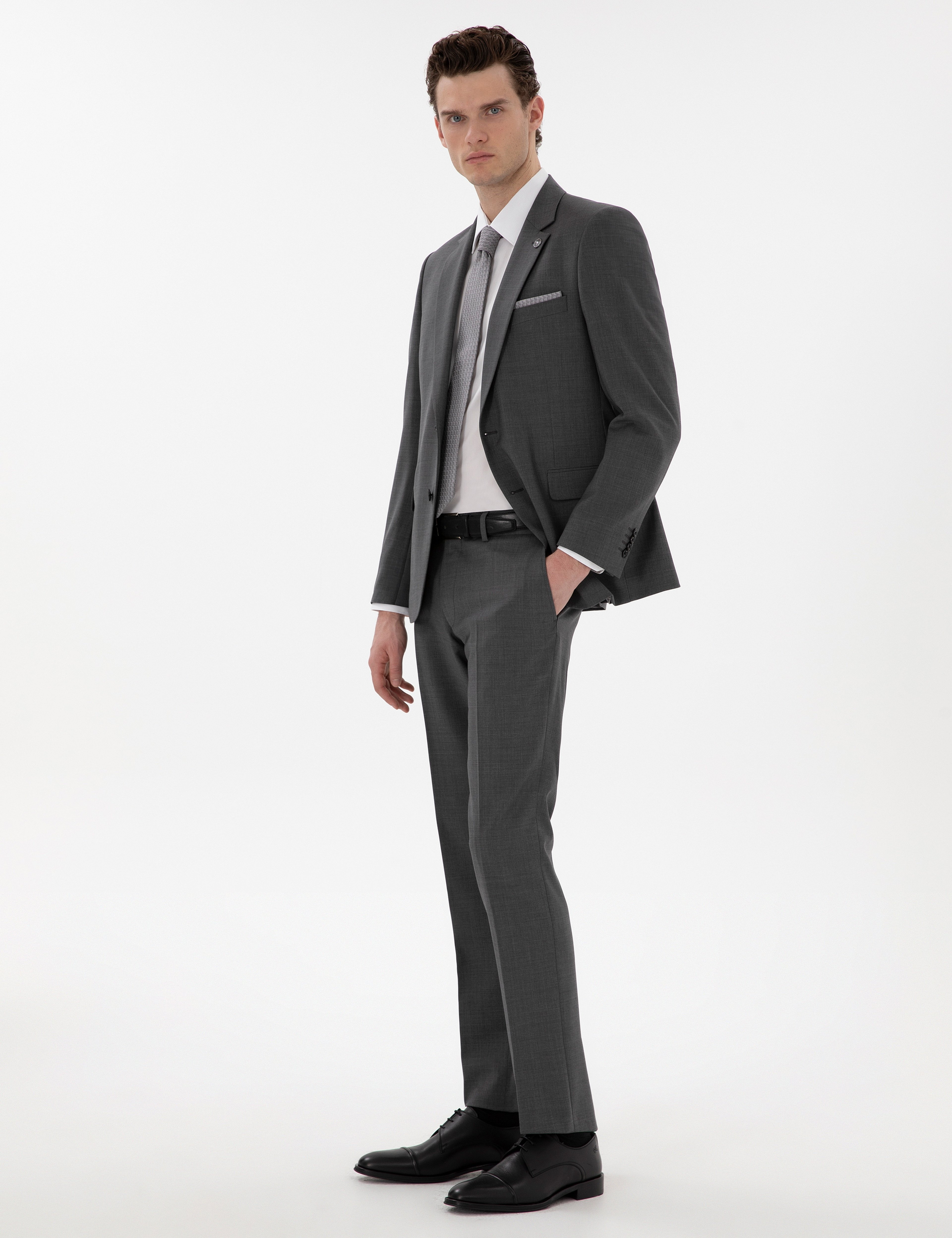 Füme Slim Fit Yün Takım Elbise - Image 4