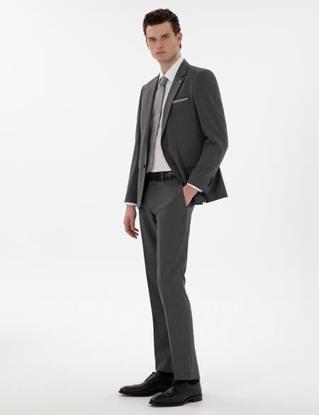 Füme Slim Fit Yün Takım Elbise - 50305448080