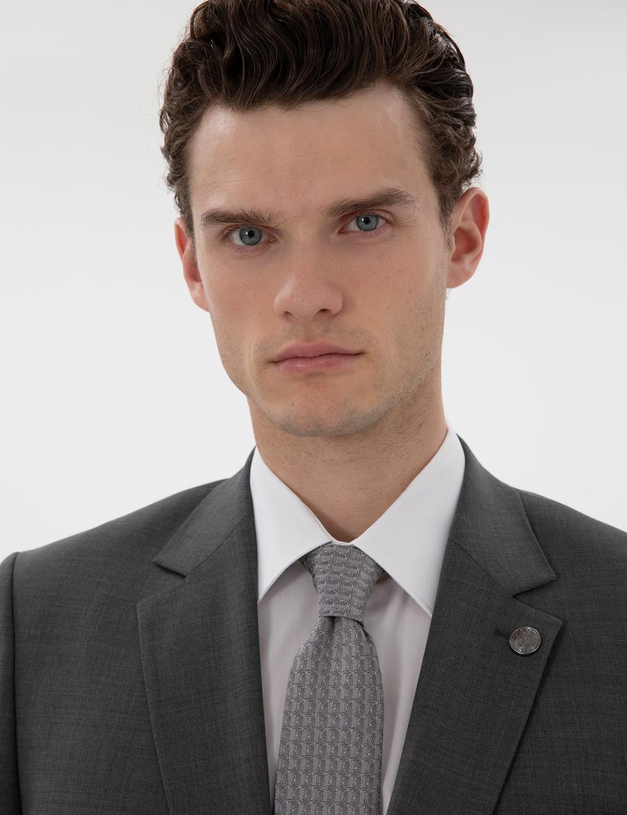 Füme Slim Fit Yün Takım Elbise