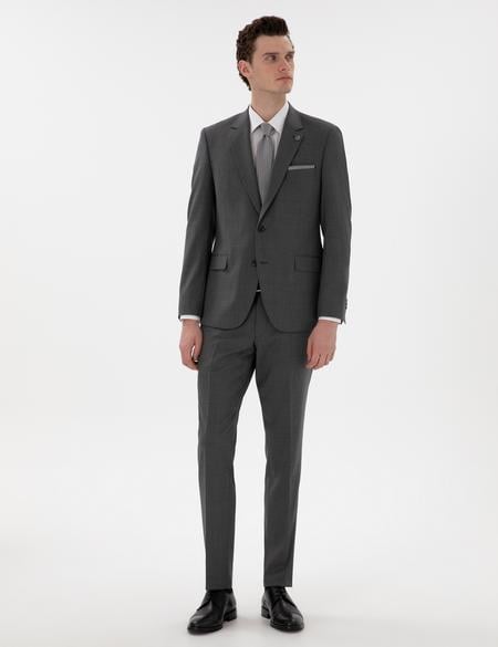 Füme Slim Fit Yün Takım Elbise - 50305448080