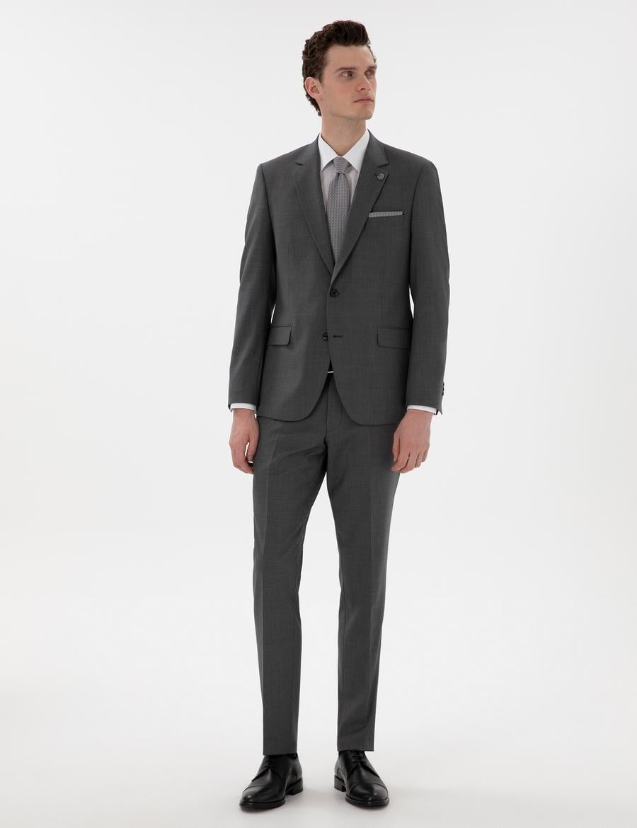 Füme Slim Fit Yün Takım Elbise