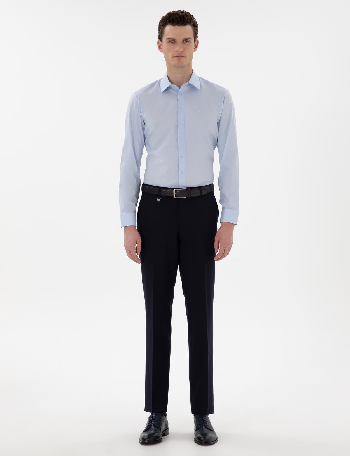 Lacivert Slim Fit %100 Yün Kumaş Pantolon