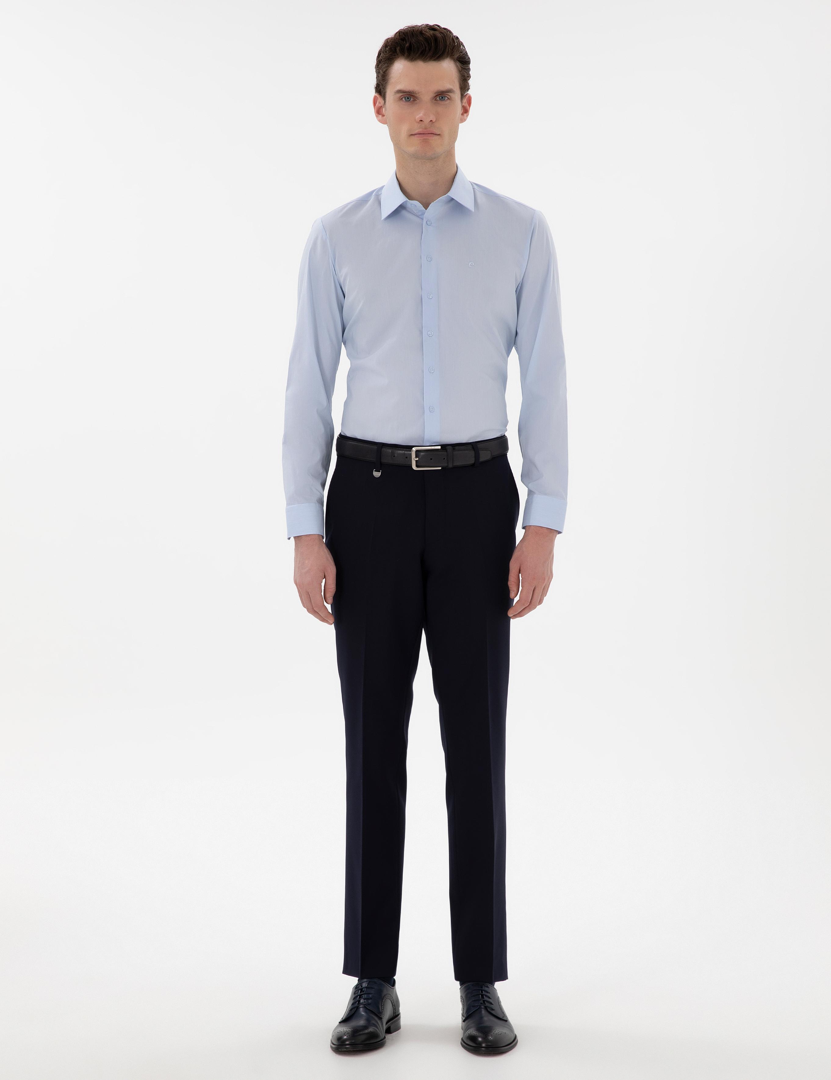 Lacivert Slim Fit %100 Yün Kumaş Pantolon