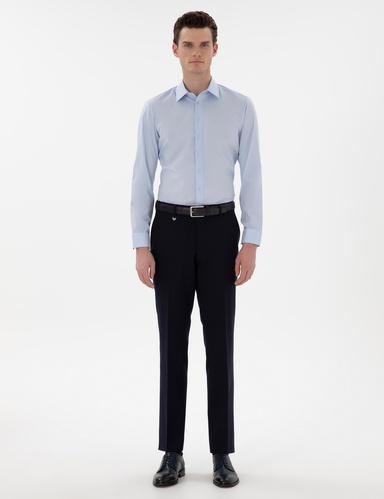 Lacivert Slim Fit %100 Yün Kumaş Pantolon