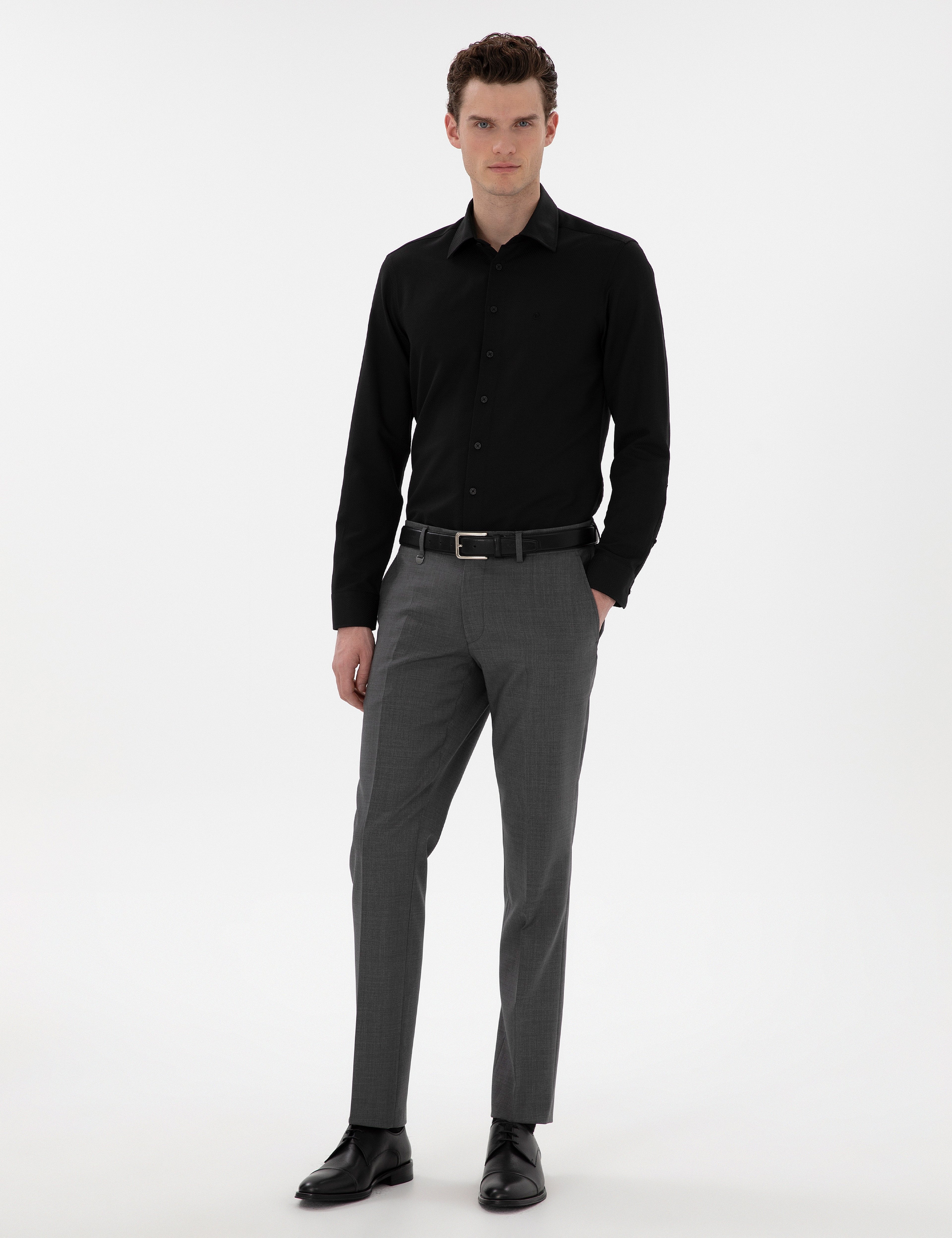 Füme Slim Fit %100 Yün Kumaş Pantolon - Image 1