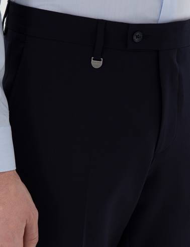 Lacivert Slim Fit %100 Yün Kumaş Pantolon