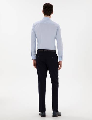Lacivert Slim Fit %100 Yün Kumaş Pantolon