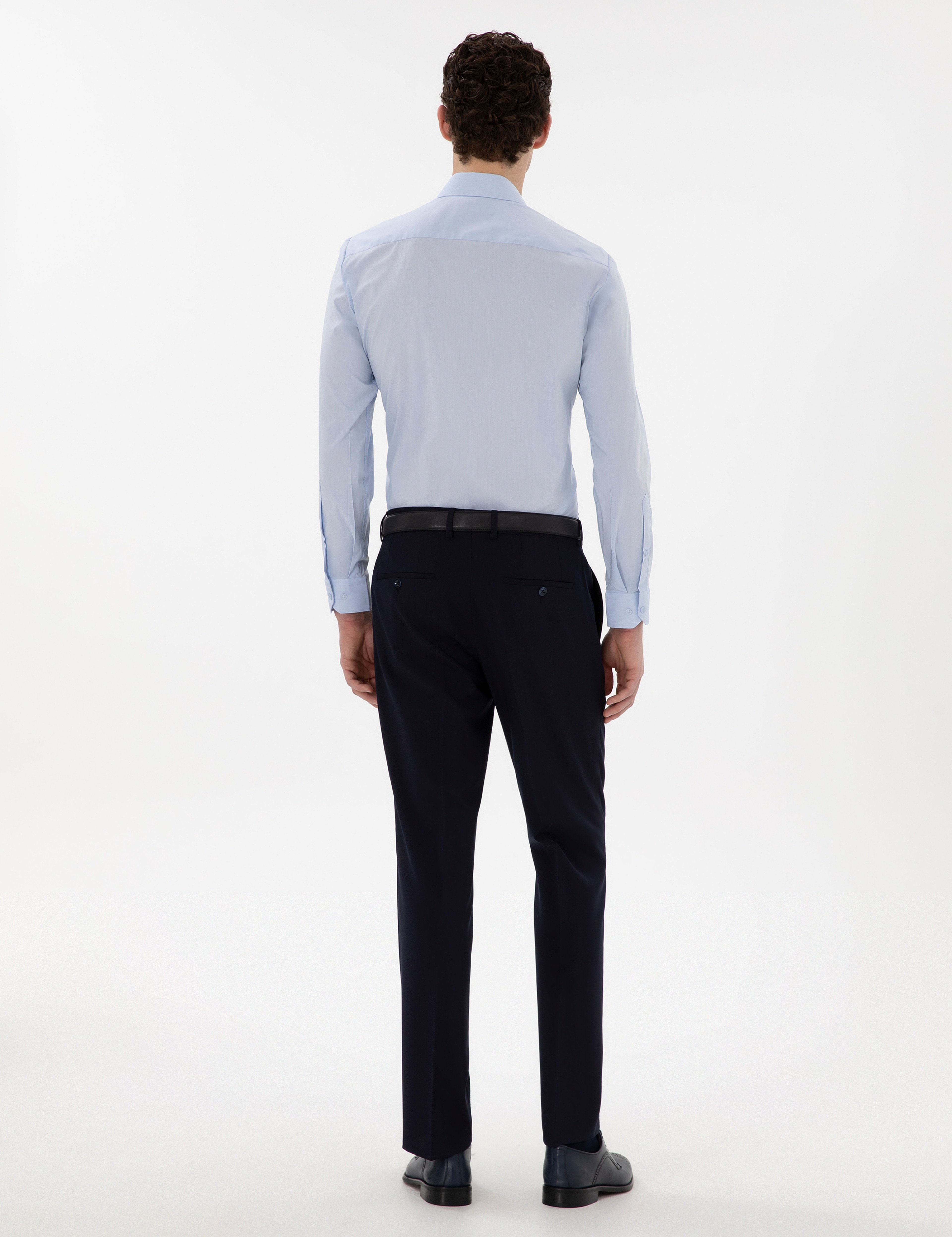 Lacivert Slim Fit %100 Yün Kumaş Pantolon - Image 4