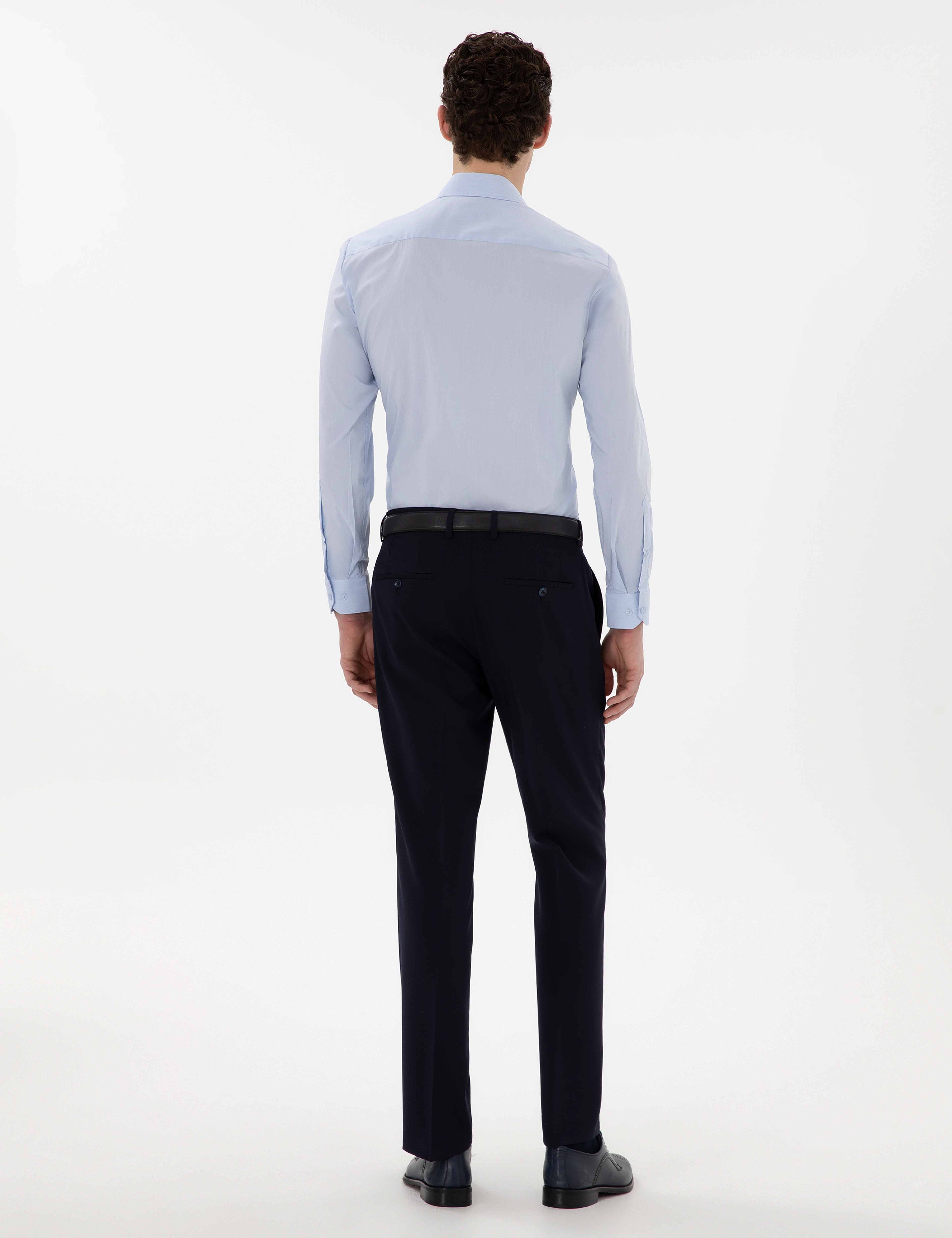 Lacivert Slim Fit %100 Yün Kumaş Pantolon