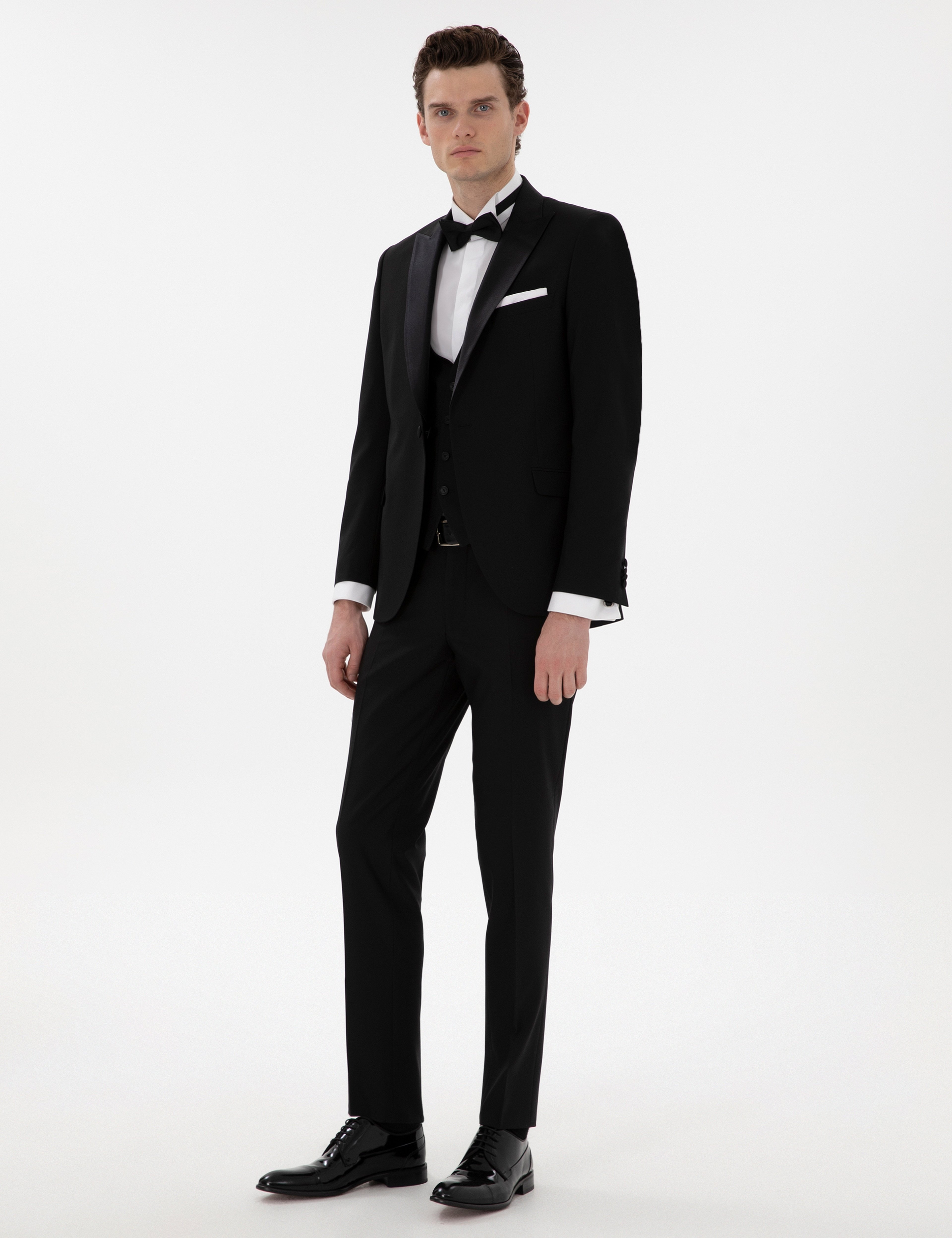 Siyah Ex. Slim Fit Yelekli Smokin