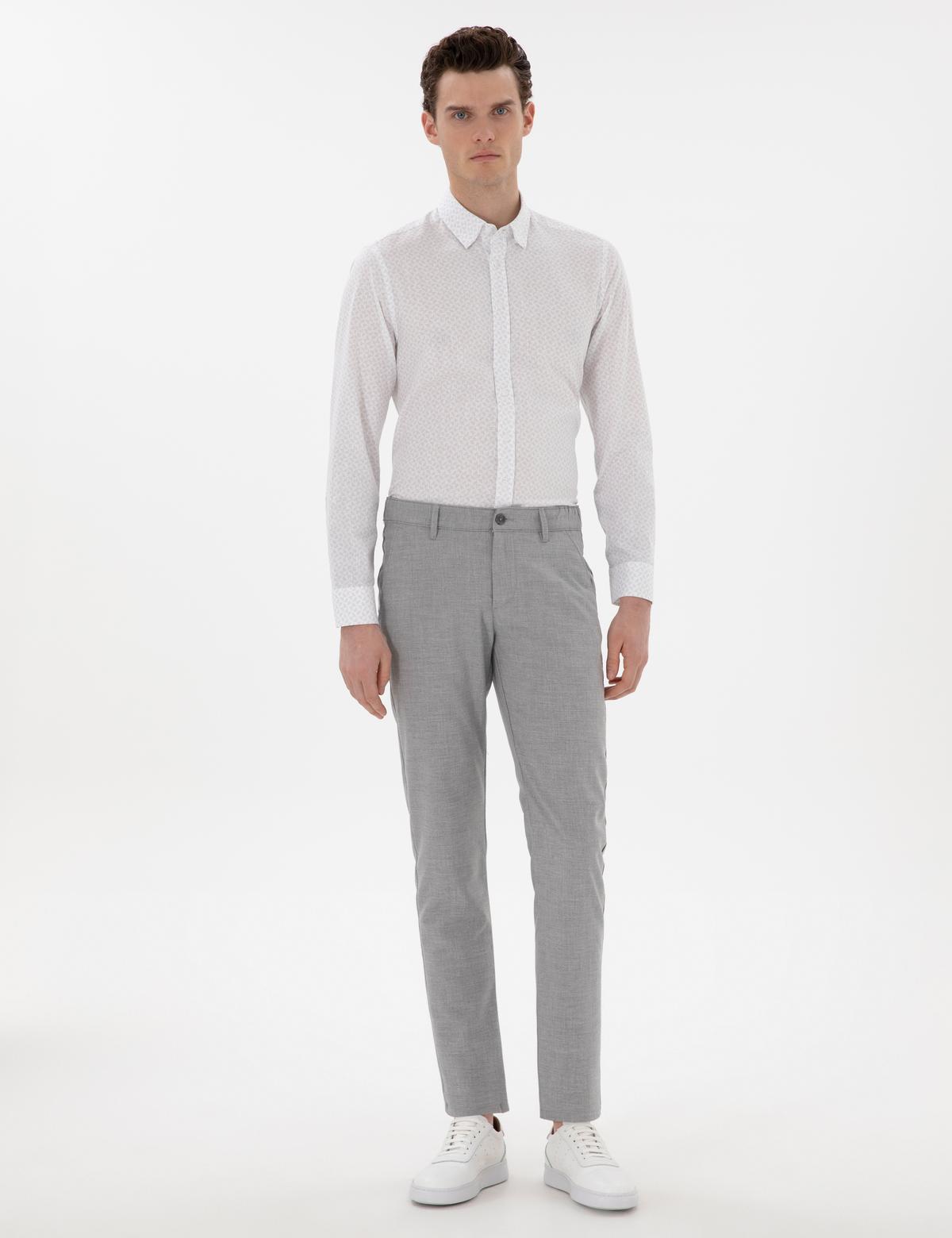 Gri Slim Fit Uzun Kollu Gömlek - 50301557028