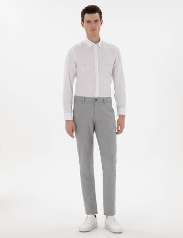 Gri Slim Fit Uzun Kollu Gömlek