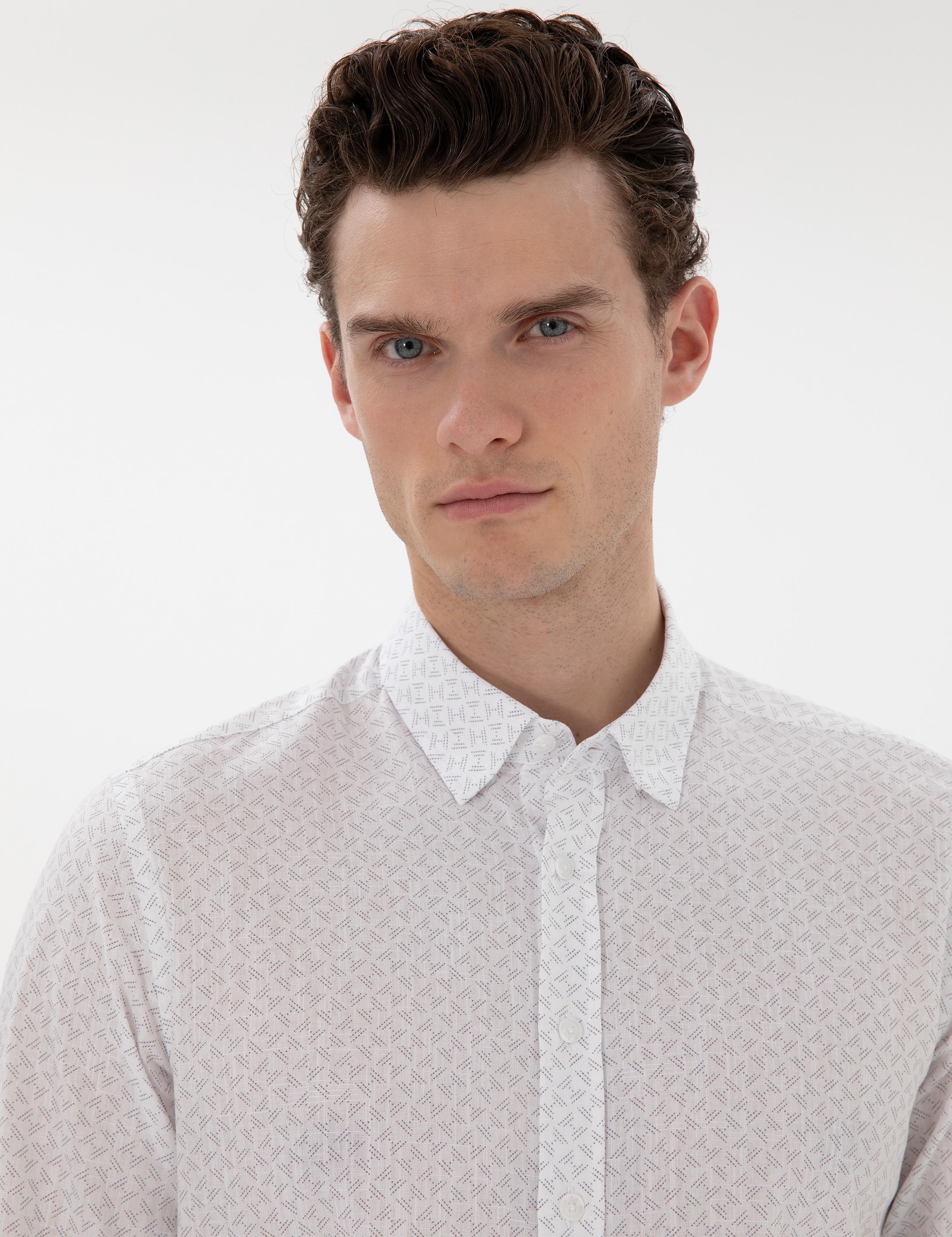 Gri Slim Fit Uzun Kollu Gömlek