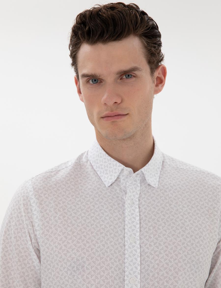 Gri Slim Fit Uzun Kollu Gömlek