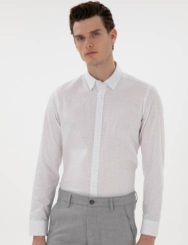 Gri Slim Fit Uzun Kollu Gömlek