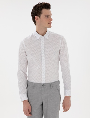 Gri Slim Fit Uzun Kollu Gömlek