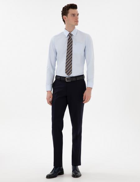 Açık Mavi Regular Fit Uzun Kollu Cepli Klasik Gömlek - 50303280014