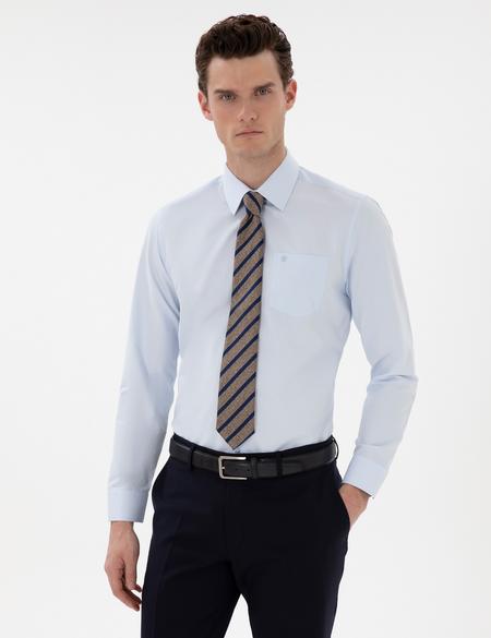Açık Mavi Regular Fit Uzun Kollu Cepli Klasik Gömlek - 50303280014
