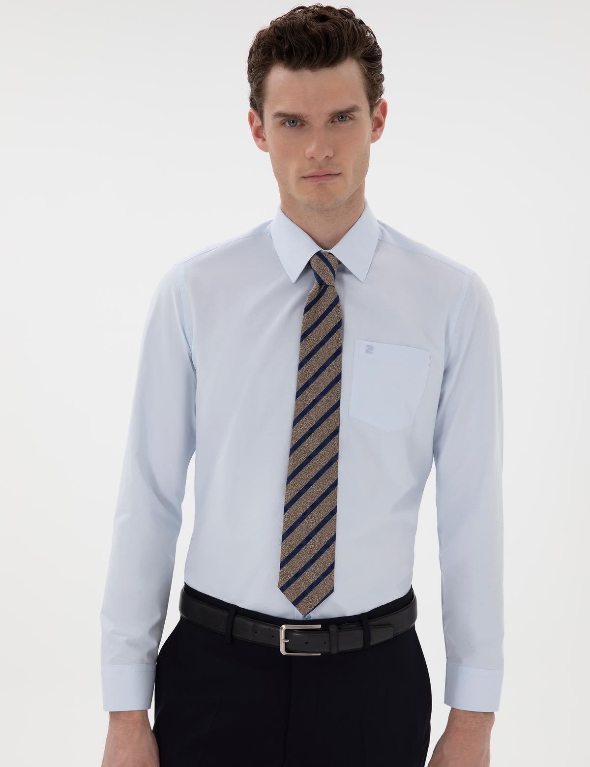 Açık Mavi Regular Fit Uzun Kollu Cepli Klasik Gömlek - 50303280014