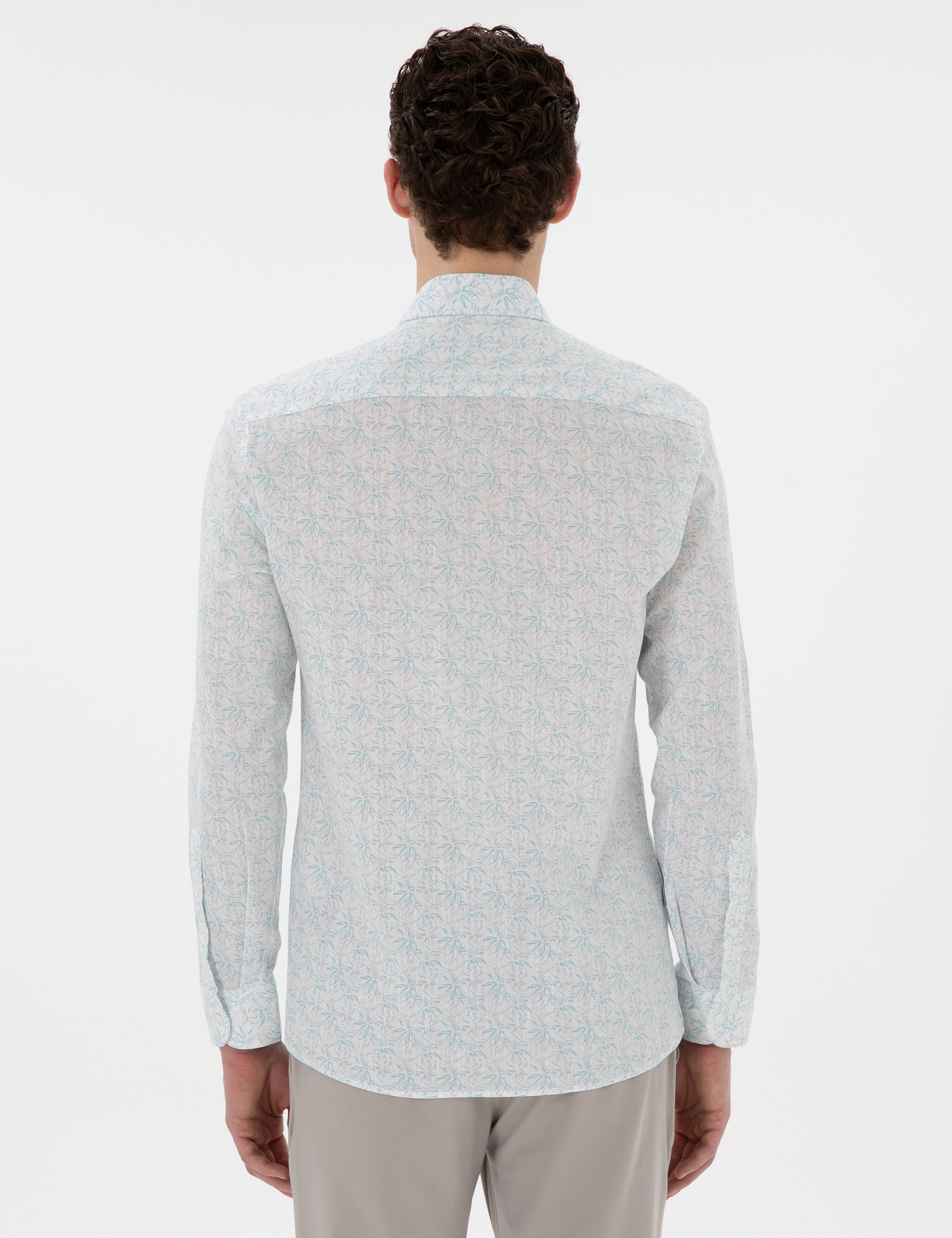 Mint Slim Fit Uzun Kollu Gömlek