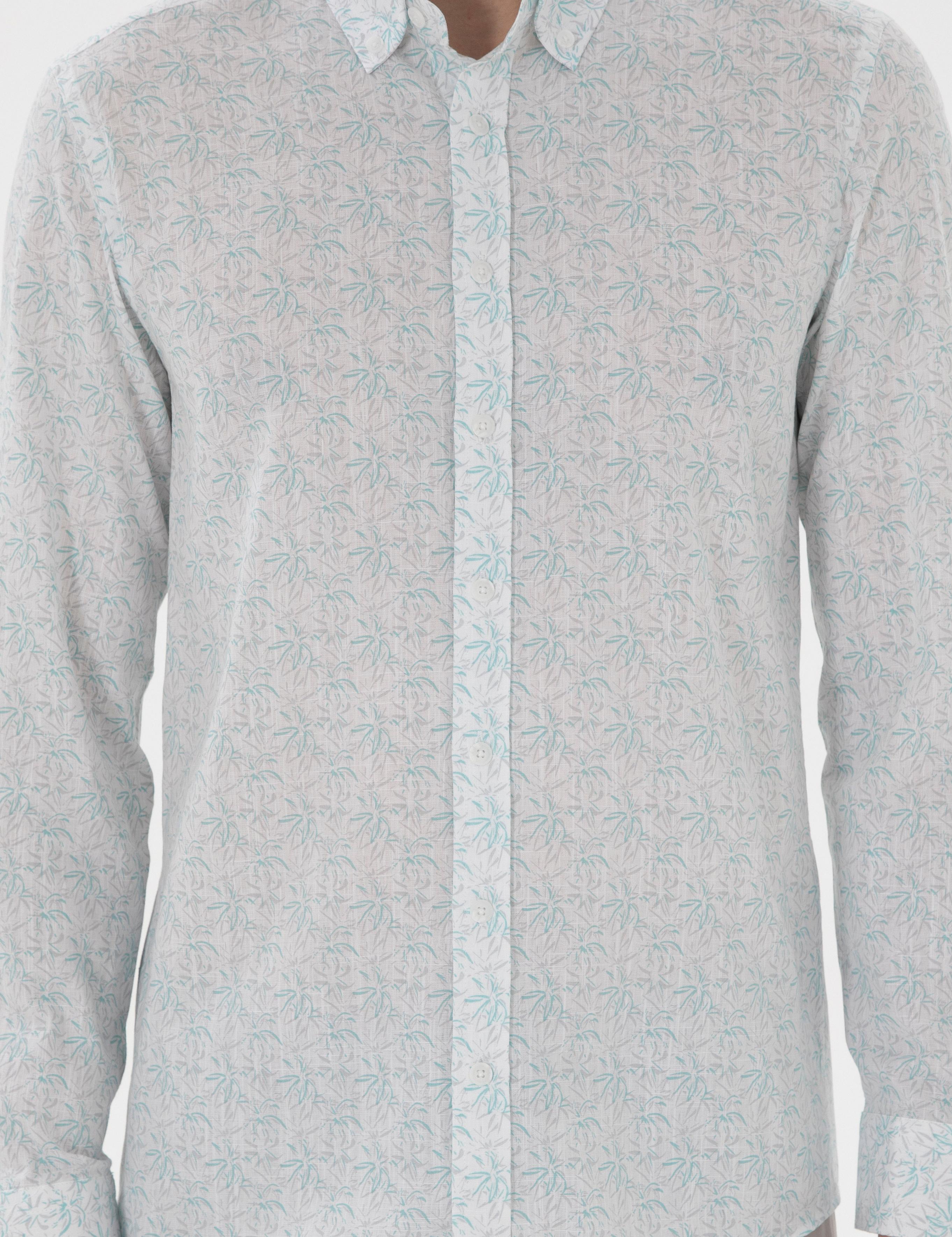 Mint Slim Fit Uzun Kollu Gömlek