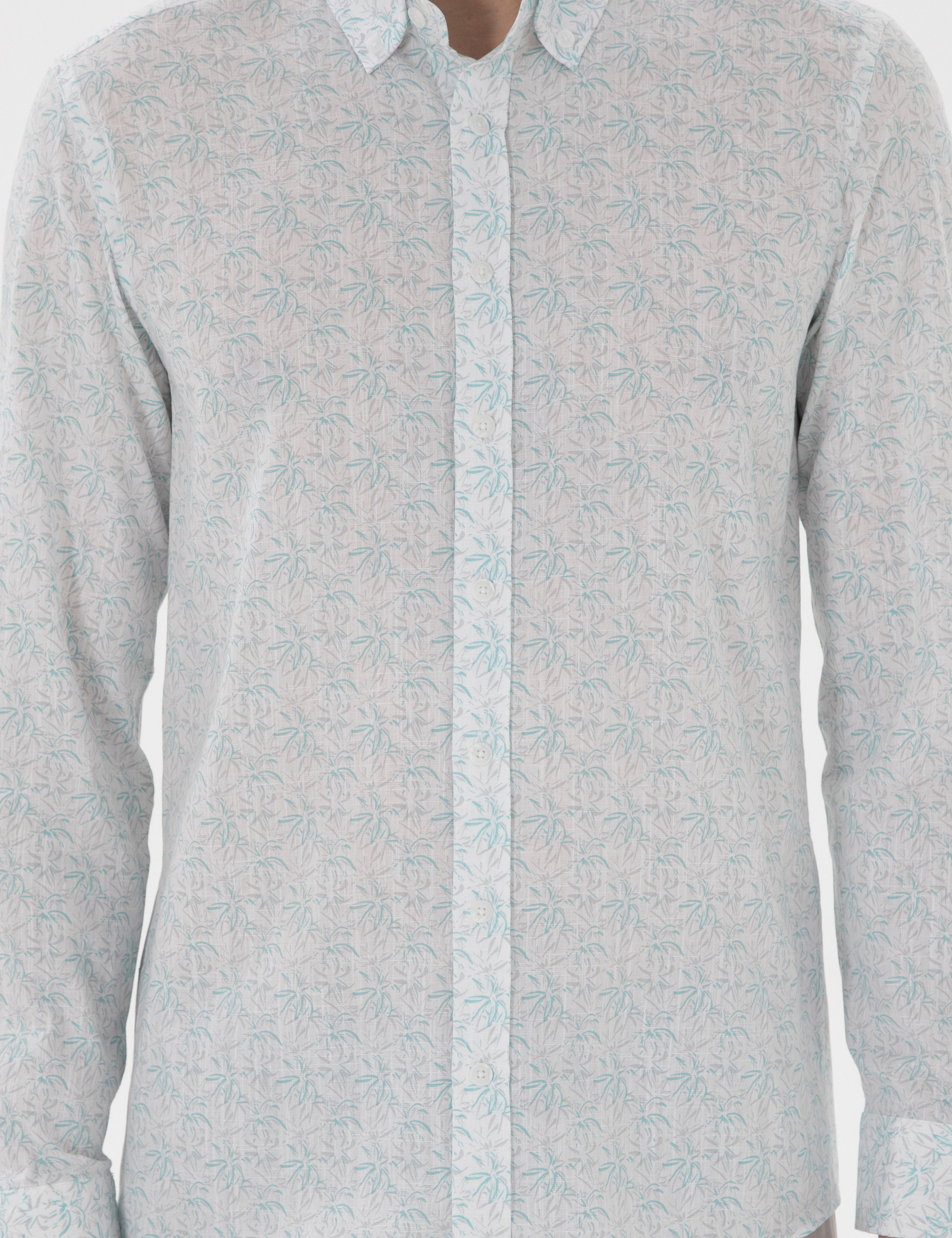 Mint Slim Fit Uzun Kollu Gömlek