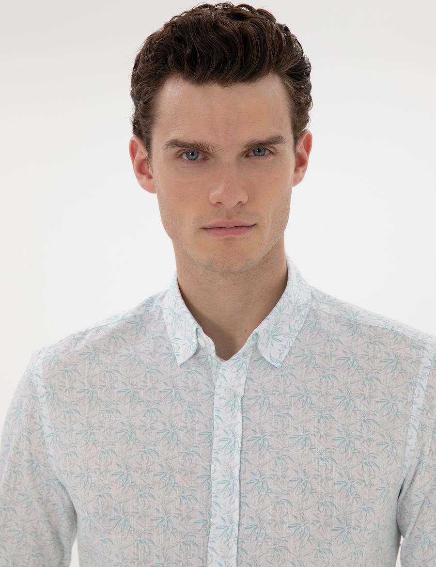 Mint Slim Fit Uzun Kollu Gömlek