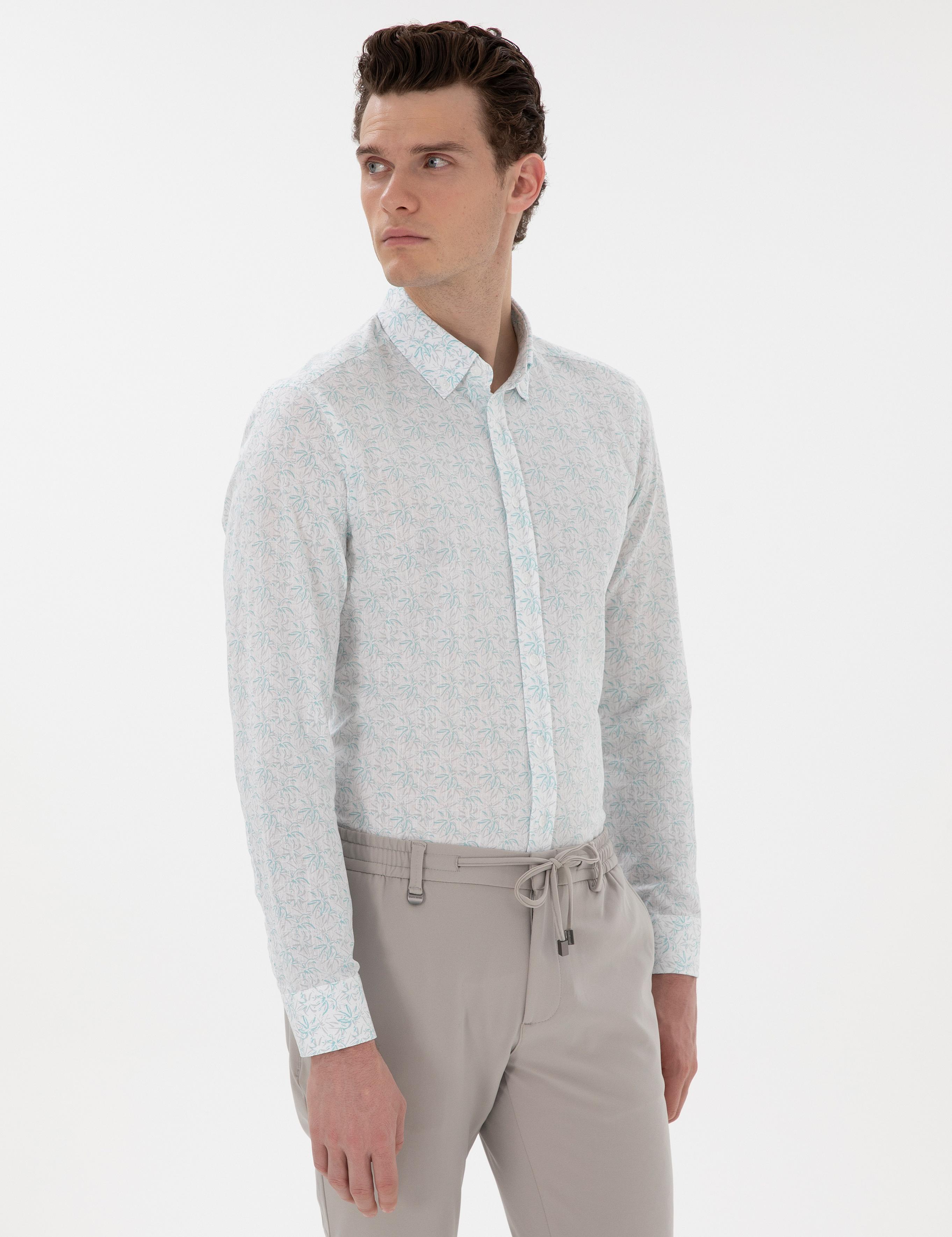 Mint Slim Fit Uzun Kollu Gömlek