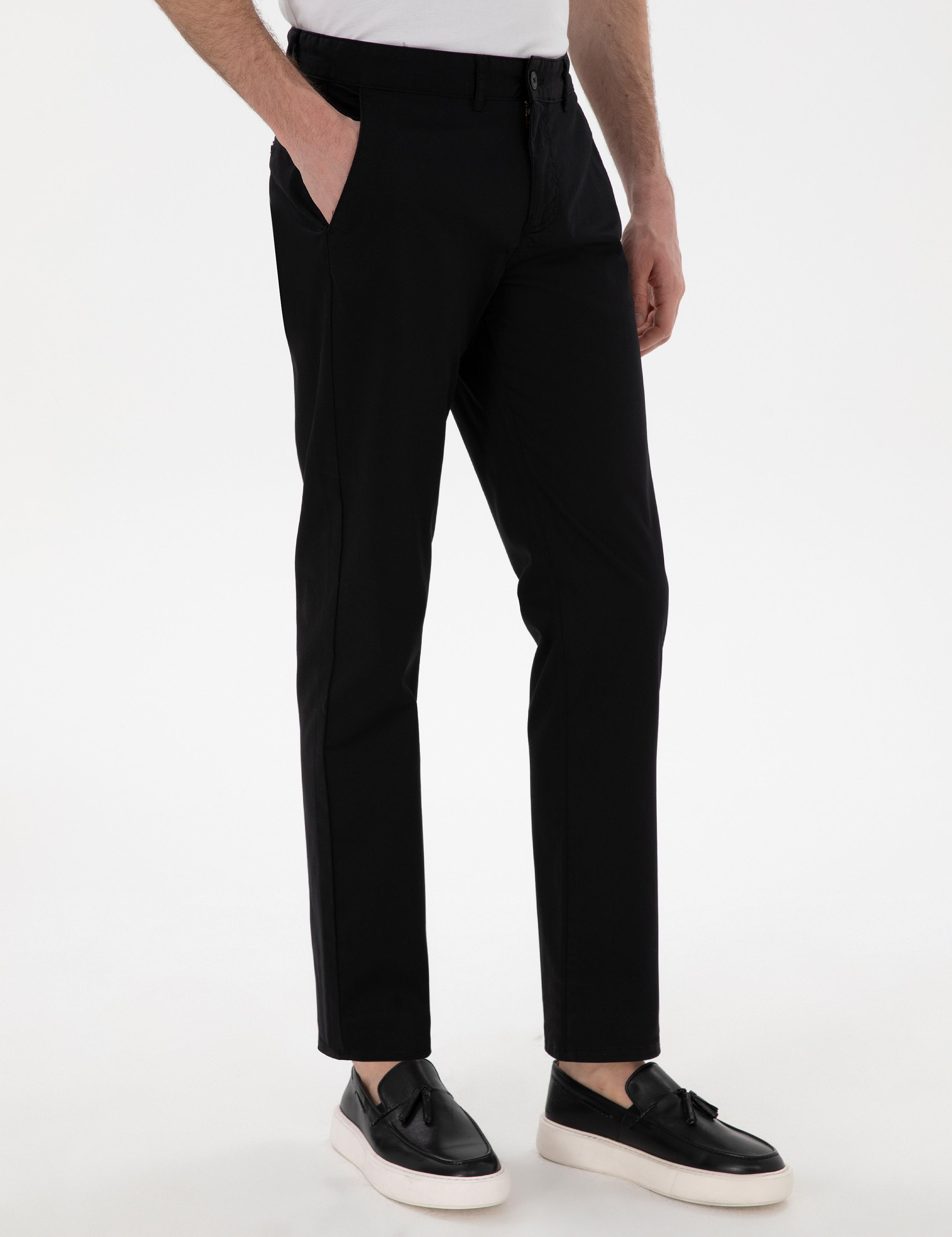 Siyah Regular Fit Basic Kanvas Pantolon