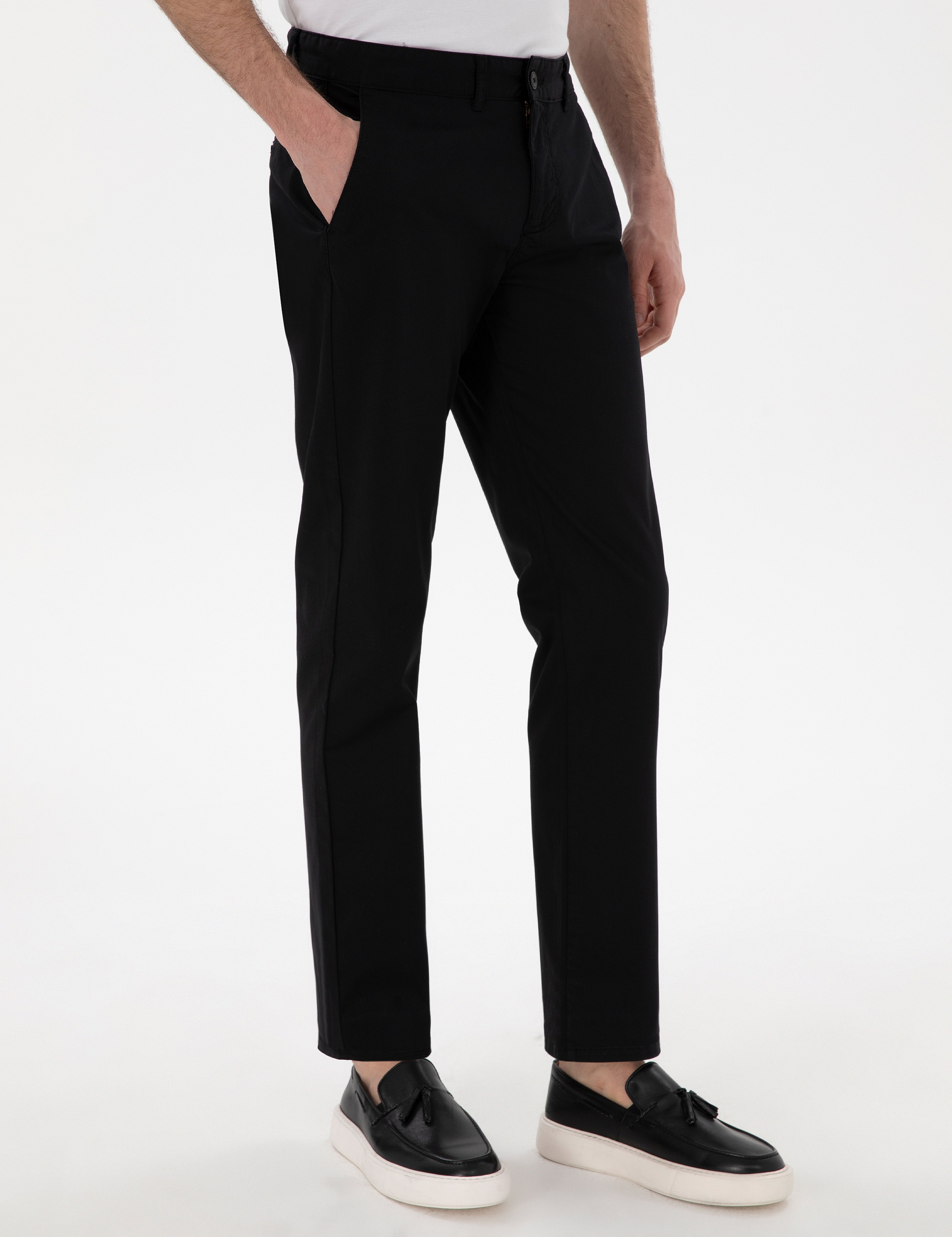 Siyah Regular Fit Basic Kanvas Pantolon - Image 2
