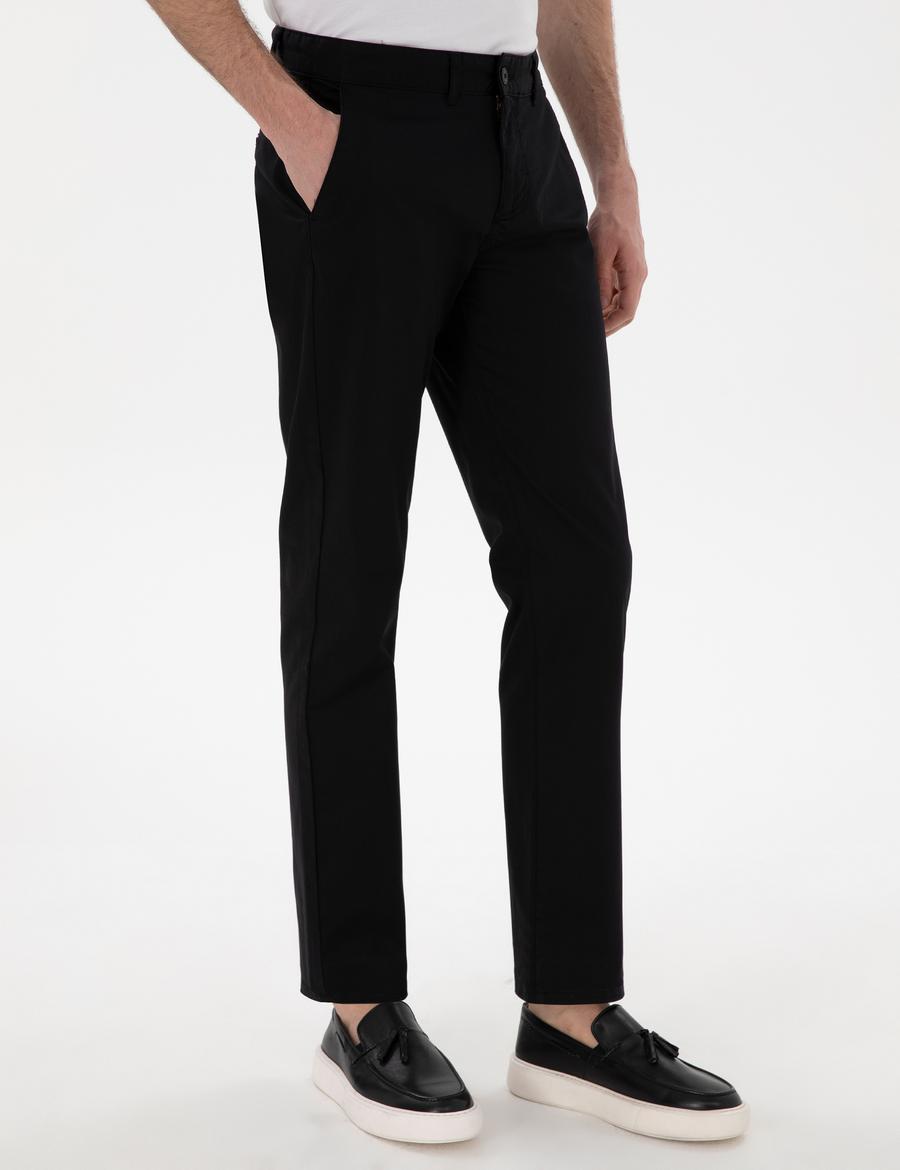 Siyah Regular Fit Basic Kanvas Pantolon