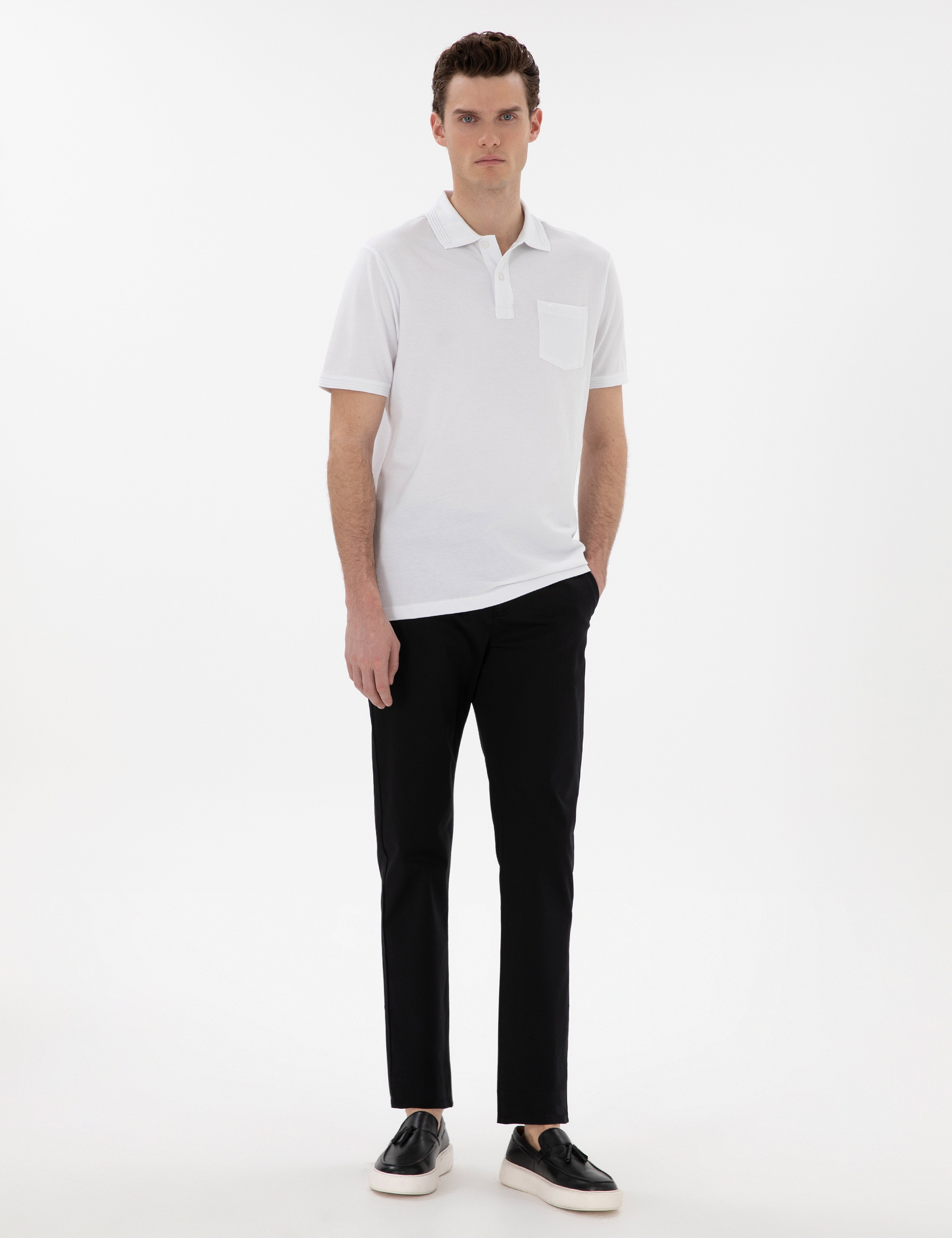 Siyah Regular Fit Basic Kanvas Pantolon - Image 1