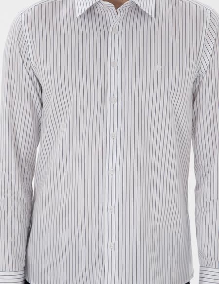 Lacivert Slim Fit Çizgili Uzun Kollu Gömlek - 50306028007